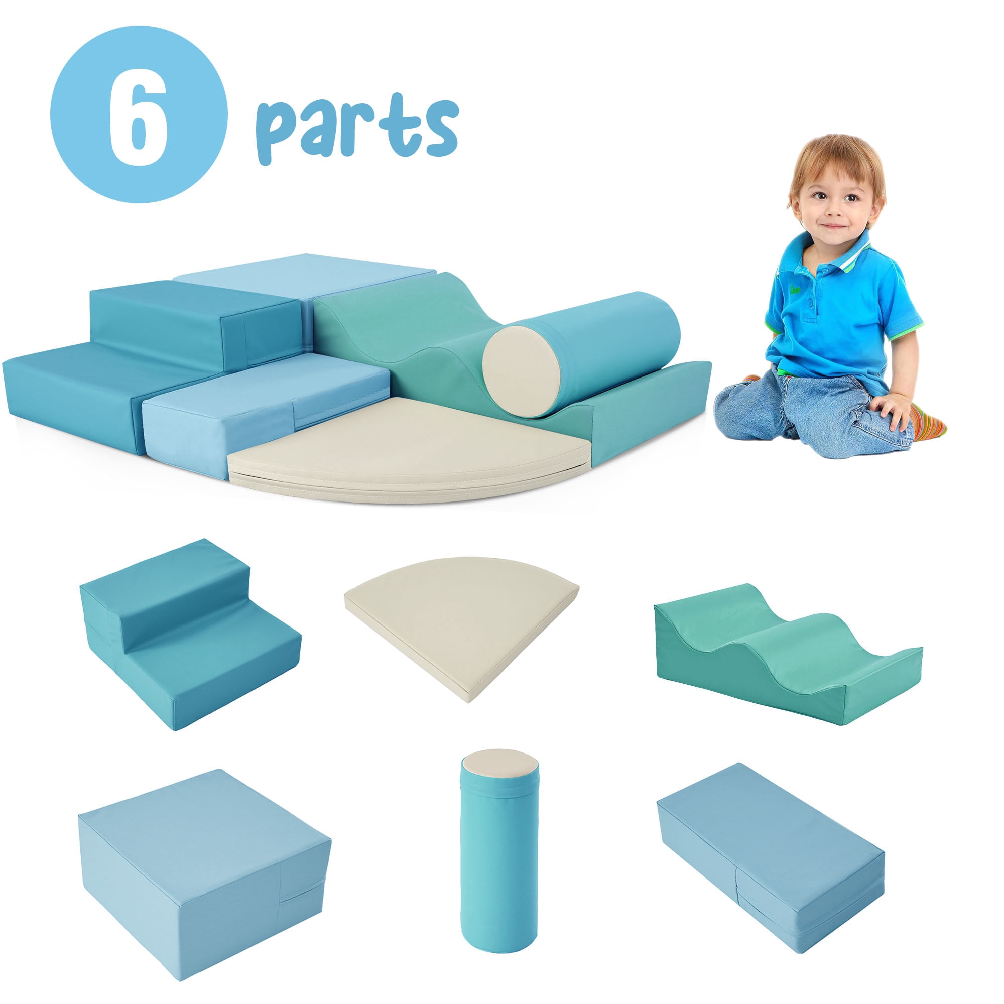 Soft Play Mat Soft Climb and Crawl Foam Playset 6 in 1, Soft Play Equipment Climb and Crawl Playground for Kids,Kids Crawling and Climbing Indoor Active Play Structure,Baby Play Mat