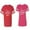 Men Red / Women Pink, variant on I Love My Awesome Husband Wife Unisex Couple Matching Cotton Jersey style T-Shirt Contrasting stripes on sleeves (Men Red / Women Black) (Men S / Women S)