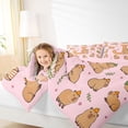 thumbnail image 3 of Manfei Lovely Capybara Twin Comforter Sets,Kawaii Monogram J Bedding Set,Pink Brown,Pink Reversible,2pcs,1 Comforter and 1 Pillowcase, 3 of 7