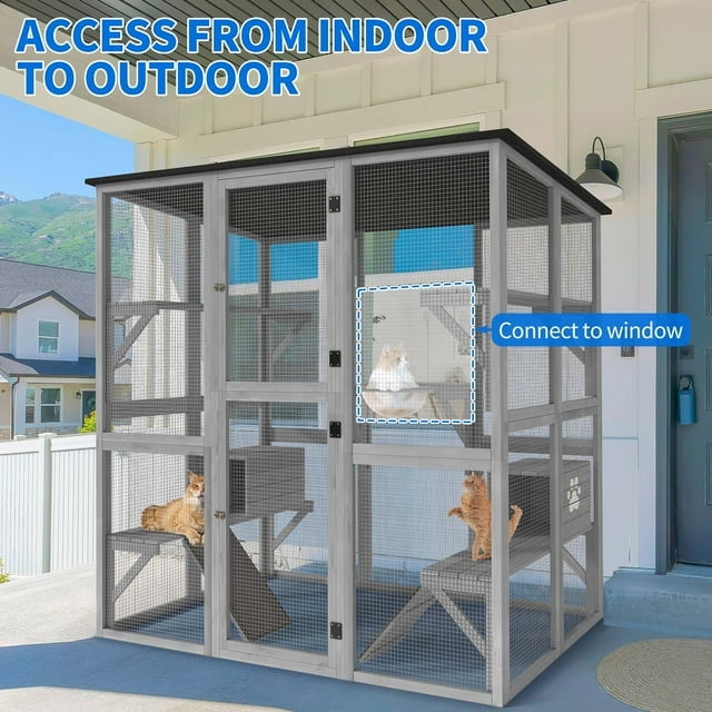Uforic 70.9" H Large Outdoor Cat House,Cat Playpen Outdoor Cat Enclosures Catio