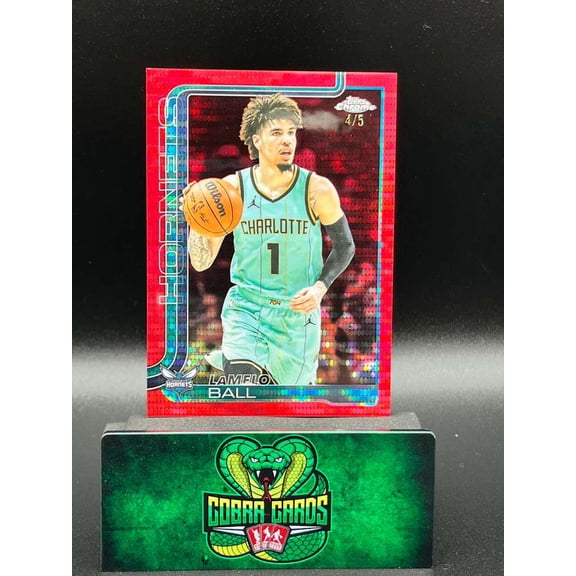 Collectible 2025 Topps Chrome Red Pulsar #39 LaMelo Ball 4/5 Charlotte Hornets Charlotte Hornets NBA Basketball Trading Card