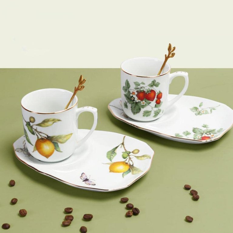 Espresso Cup & Saucer Lemon Flowers green, Cups and mugs