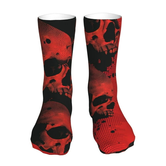 Uemuo Red And Black Abstract Skull for 16in Socks, Cotton Socks Sports Socks Knee High Socks Comfortable Socks For Men, Women