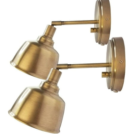 

ZXNYH Wall Lamp Multi Purpose LED Vintage Industrial Wall Sconce Adjustable Dimmable Bedside Corridor Wall Light Fixture Hard Wire or Plug in Antique Brass(Set of 2)