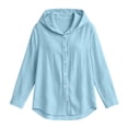thumbnail image 2 of AKOEE Womens Button Down Hoodie Shirts Loose Fit Casual Wrinkled Lightweight Comfy Long Sleeve Blouses (M, Light Blue), 2 of 8