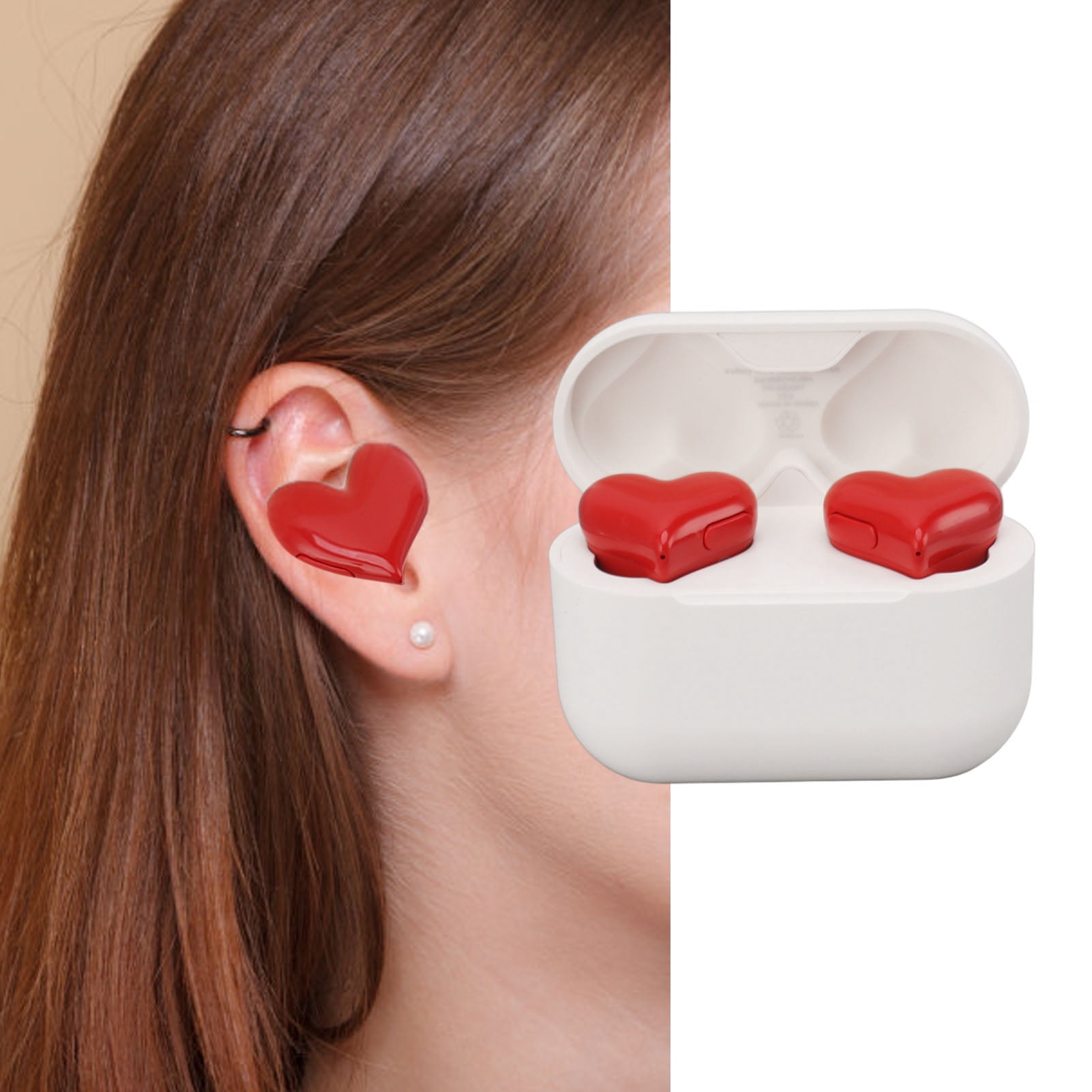 Earphones, Comfortable Noise Cancelling Heart Shaped  Earbuds HiFi Stereo  for Calling