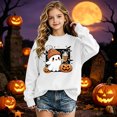 thumbnail image 2 of XAOFW Girls Halloween Sweatshirt Pumpkin Ghost Print Long Sleeve Crewneck Sweatshirts Autumn Winter Cozy Graphic Pullover For Toddler Kids Breathable Tops 1-2 Years, 2 of 4