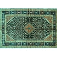 thumbnail image 1 of Ahgly Company Machine Washable Indoor Rectangle Persian Turquoise Blue Traditional Area Rugs, 3' x 5', 1 of 4