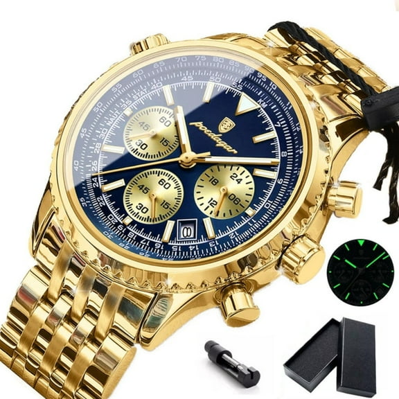 POEDAGAR Luxury Stainless Steel Watch for Men Waterproof Luminous Date Chronograph Man Watch Sport Quartz Men's Watches