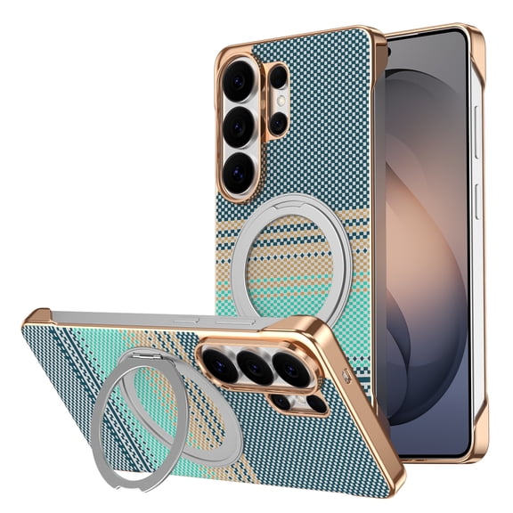 Corliven for Samsung Galaxy S26 Ultra Case, Frameless Magnetic Ring Holder Kickstand, Slim Shockproof Aluminum Bumper Cover, Wireless Charging Compatible, Silver