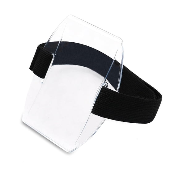Adjustable Arm Badge Holder Armband Plastic Name Label Holder Reflective Wristband Card Sleeve Easy to Use