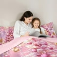 thumbnail image 5 of jejeloiu Pink Xmas Tree Full Size Comforter Sets,Cute Gingerbread Man Bedding Comforter Set,Happy New Year Bedding Sets For Girls,Microfiber Bedroom Decor Reversible,3pcs, 5 of 8