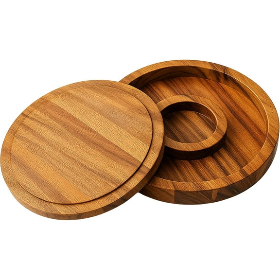 OVENTE Margarita Salt and Sugar Rimmer with Lid, Acacia Wood Glass Rimmer for Cocktail Drinks, Mess-Free Bar Salt Container, Bartender Tool for Coating Mojito, Bloody Mary and More, Brown AWCR616B