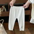thumbnail image 1 of Cowsor Baby Girl Pants Toddler Girl Solid Ribbed Pants with Trim Newborn Cotton Leggings Infant Jogger Pants, 1 of 6