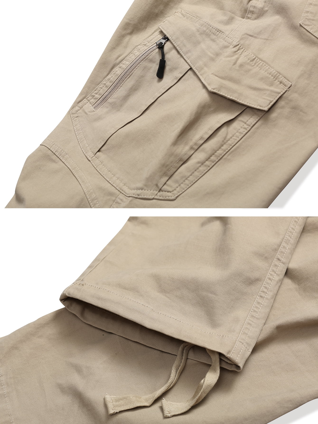 TRGPSG Men's Lightweight Cargo Pants with 8 Pockets,Comfor Work Pants Ripstop Cargo Pants Water Resistant Outdoor Hiking Work Pants,Khaki Size 34
