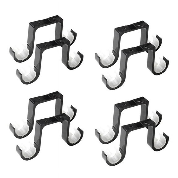8Pcs Double Curtain Rod Brackets Ceiling Mount Supports Aluminum Black