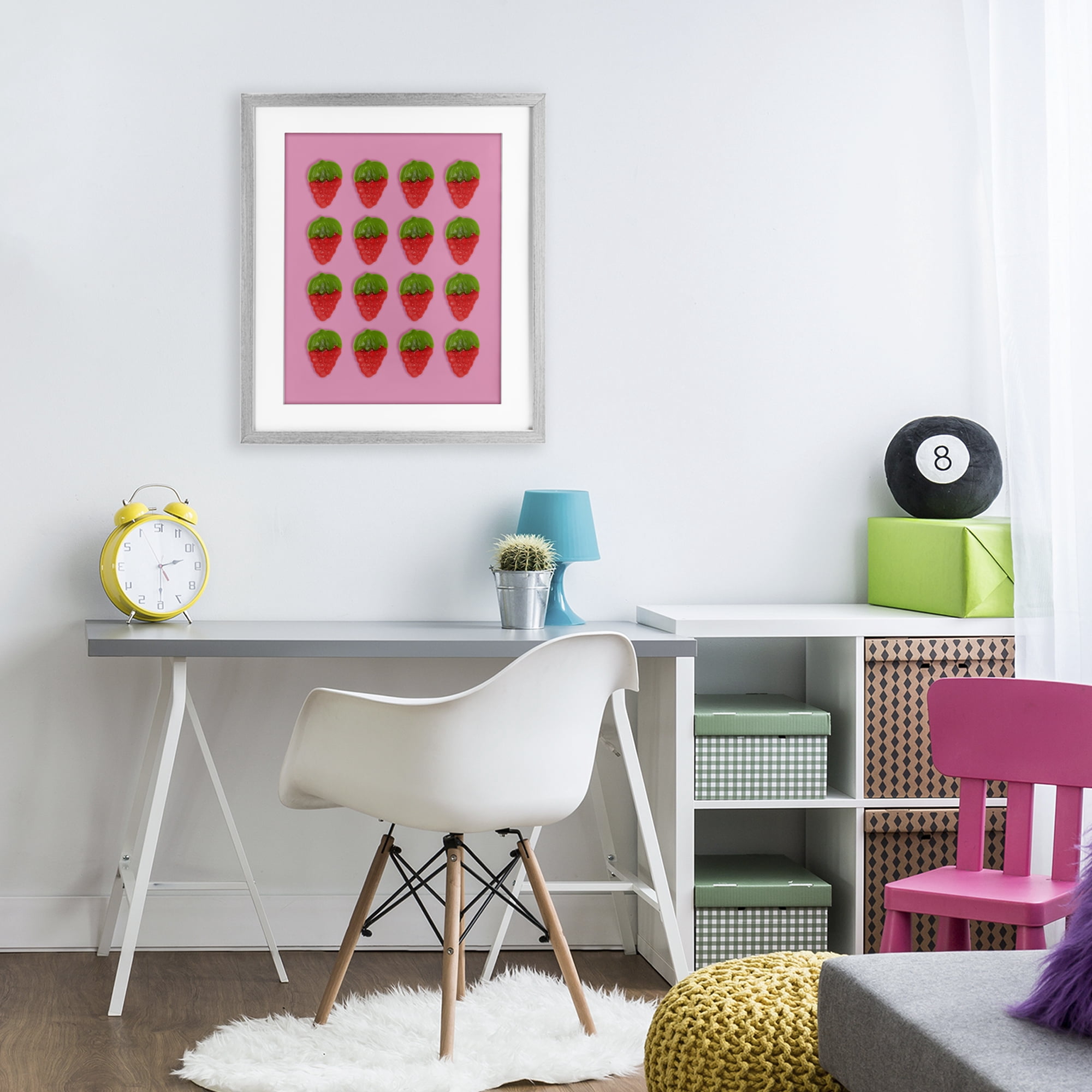 Stupell Industries Gummy Strawberry Candy Pattern Gray Framed Print Under Glass, design by LISH Creative