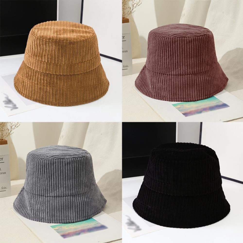 Corduroy Bucket Hat Adjustable Unisex Lightweight Packable Outdoor Sun Winter Corduroy Bucket Hat Unisex Trendy Soft Warm Fisherman  main image 2