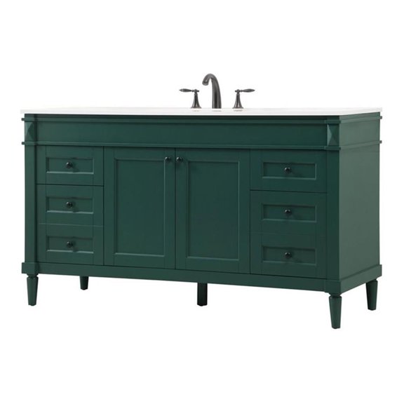 Elegant Decor Bennett 60" Aluminum MDF Double Bathroom Vanity in Green