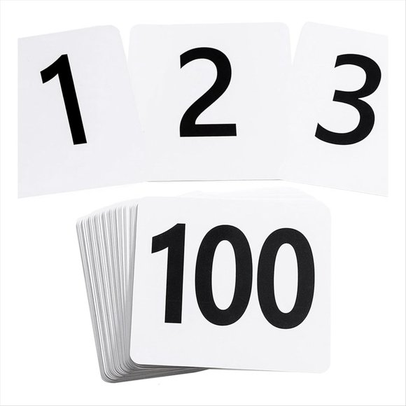 100Pcs Table Numbers 1-100,Plastic Table Numbers, Double Sided Table Number Cards for Wedding Reception Restaurant Table,1 * plastic table number cards kit(100pcs),White