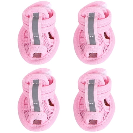 4pcs Dog Sandals Dog Summer Shoes Dog Mesh Sandals Breathable Summer Dog Shoes for Puppy Teddy Pet Supplies (Pink, 3. 5x4. 5cm)