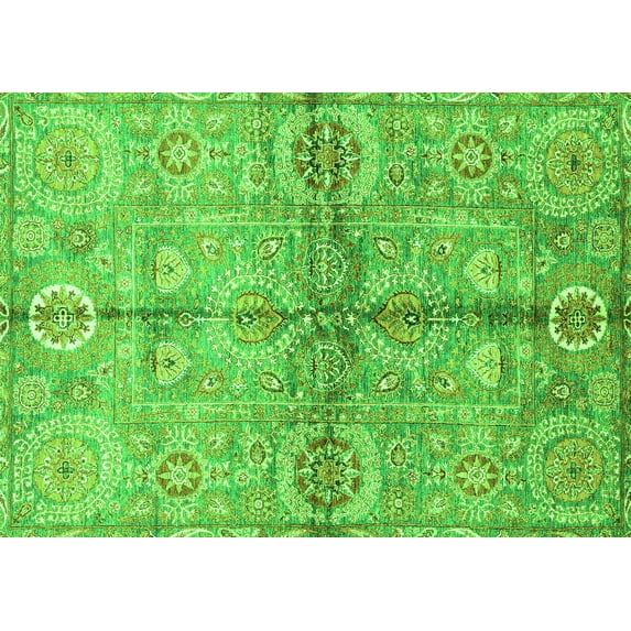 Ahgly Company Indoor Rectangle Oriental Green Traditional Area Rugs, 8' x 10'