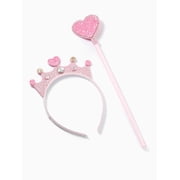Wonder Nation Princess Crown & Wand Costume Accessories, Pink, 2 Piece Set