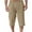 Khaki, variant on snilers Men's Linen Capris Casual Baggy Knee Length 3/4 Pants Summer Drawstring Lounge Beach Cropped Pants with Pockets