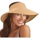 thumbnail image 1 of Viseras plegables de paja para mujer, sombreros de sol de ala ancha con protección solar, sombrero de playa ajustable en topless (caqui) Sailing Electrónica, 1 of 6