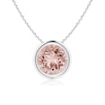 thumbnail image 1 of Angara Collier en Morganite Naturelle - Pendentif Solitaire Rond avec Lunette de 1,1 ct en Or Blanc 14K pour Femmes, 1 of 8