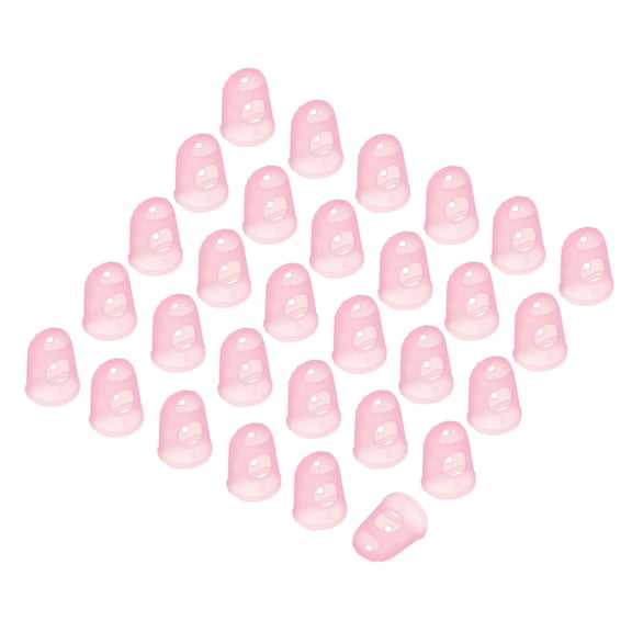 Uxcell Pink Silicone Finger Protectors Gloves Breathable Reusable Fingertip Caps with Air Holes L 30 Pcs