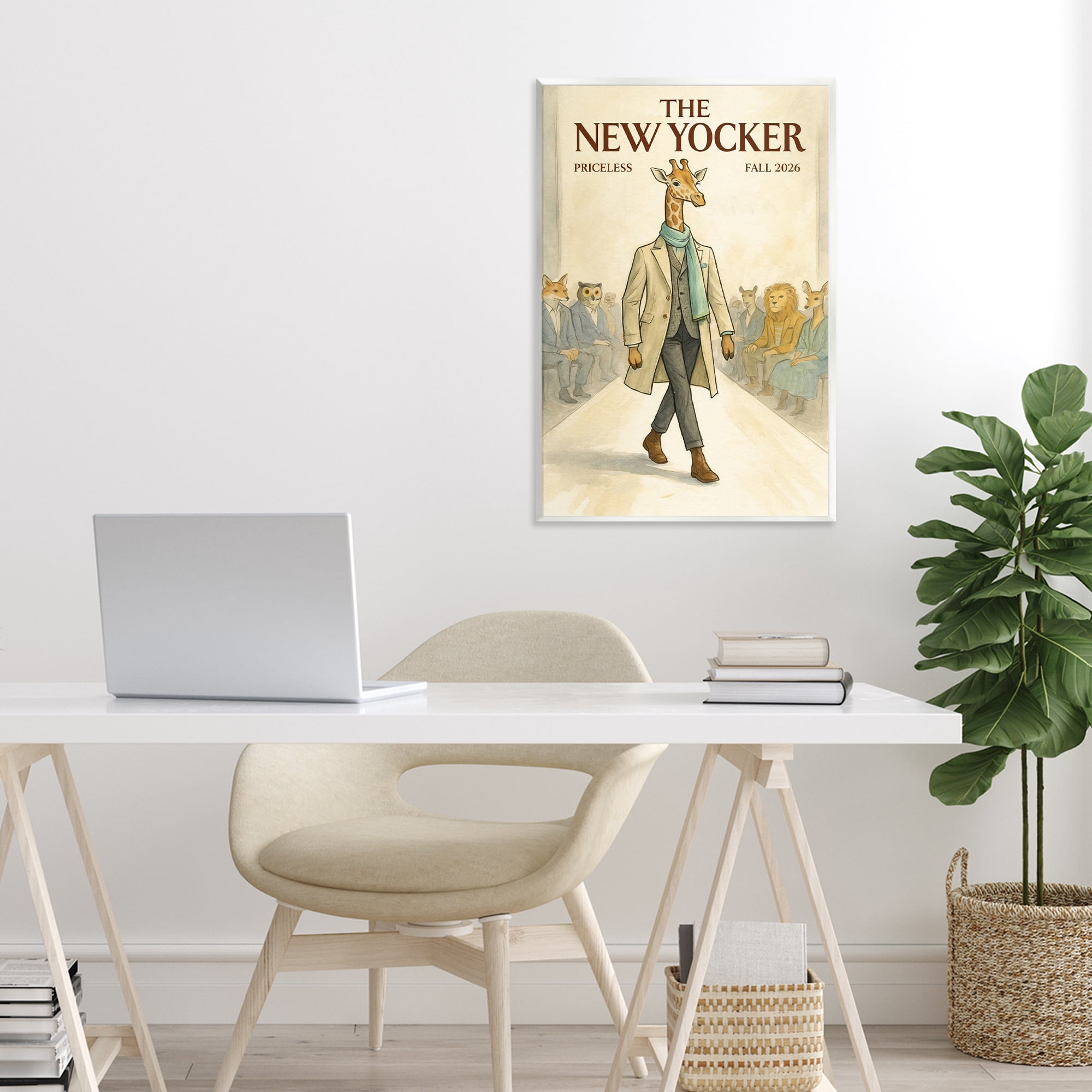 Stupell Industries New Yocker Giraffe Model Wall Plaque Art, design by Grotto Studios