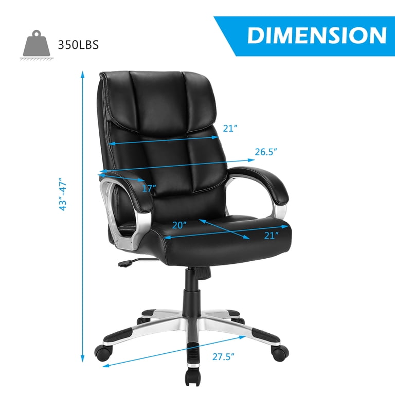 Adjustable Leather Executive Office Chair Computer Desk Chair With Armrest