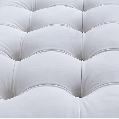 Nathaniel Home 48'' Button-Tufted Kids Ottoman, Upholstered Bedroom Benches, Vegan Leather Footrest Stool Accent Bench, for Living Room End of Bed White