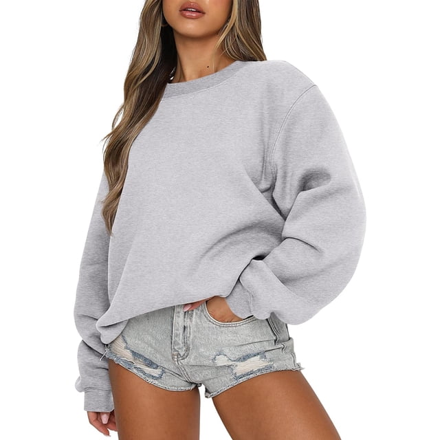 Chandail à Manches Longues pour Femmes, Col Rond Décontracté, Coupe Ample, Chandail à Capuche, Polaire, Automne