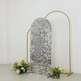 thumbnail image 2 of BalsaCircle 6 ft Silver Fitted Sparkly Big Payette Sequin Round Top Wedding Arch Backdrop Stand Cover Party Events Decorations, 2 of 8