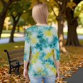 thumbnail image 3 of YOUYEDIAN Kids Girls 3/4 Sleeve Shirts 2026 New Floral Print Tops Crewneck Tshirt Cute Clothes Mint Green 9-10 Years, 3 of 4