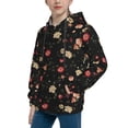 thumbnail image 2 of Pofeuu Red White Flowers Print Kids Pullover Hoodies Warm Thick Hooded Sweatshirt with Packet for Boys Girls-Medium, 2 of 6