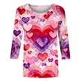 thumbnail image 5 of Xuyuer Womens Valentine T Shirts Love Heart Printed Graphic Tee Tops Spring Shirts Halloween Round Neck 3/4 Length Sleeve Graphic Tee Tops Fashion Casual Printed T-Shirt Top, 5 of 6