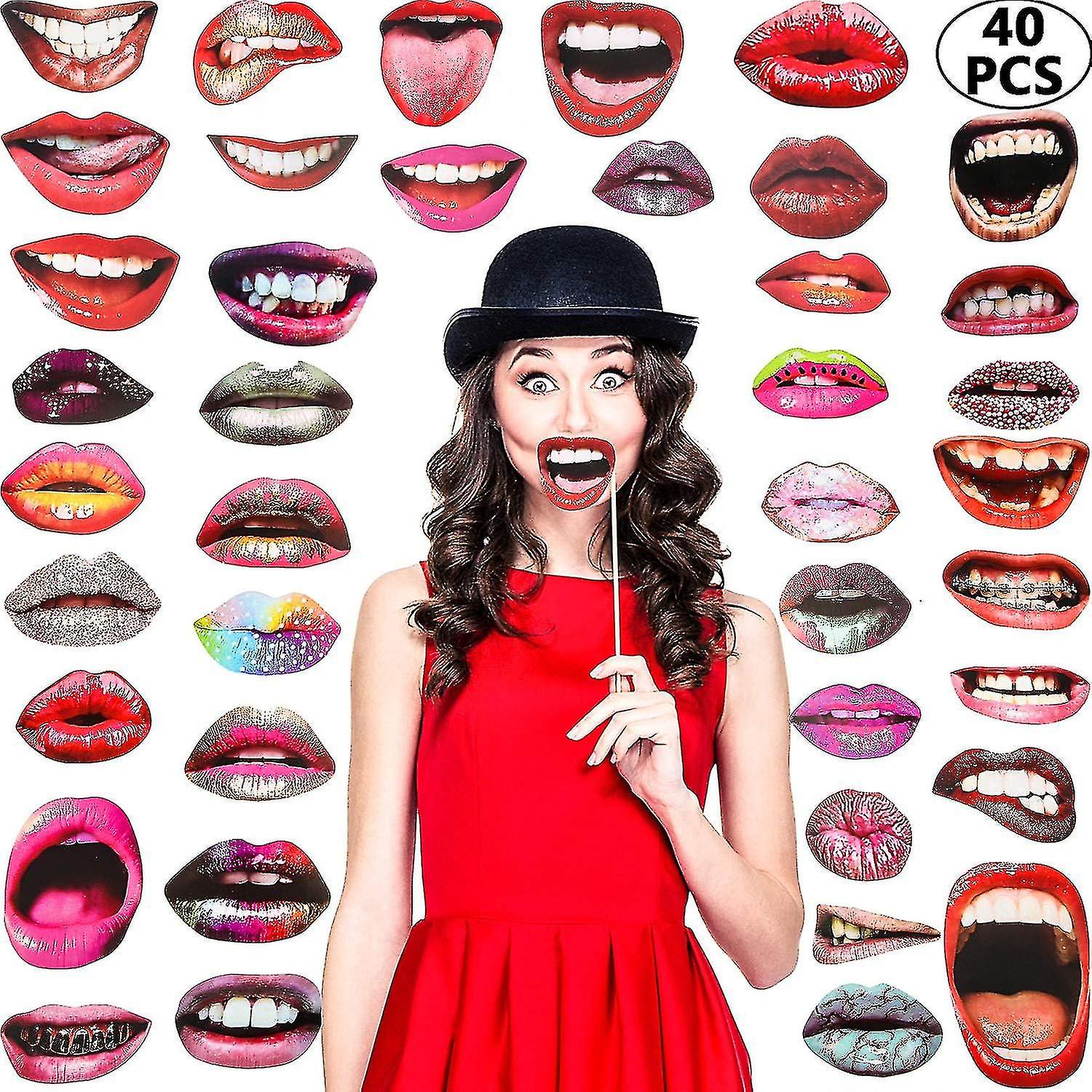 Kit 38 Accessoires Photomaton Anniversaire - Carton épais, Bâtons Bambou, Pour Selfies, Fêtes, Décoration