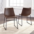 thumbnail image 2 of Signature Design by Ashley Centiar Mid-Century Dining Chairs Set of 2, Brown Faux Leather Bucket Seat Dining Chairs with Tubular Metal Base, 2 of 7