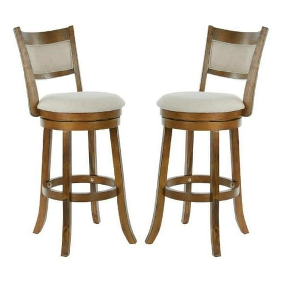 Home Square 30" Swivel Stool with Solid Back in Burnt Brown Finish - Set of 2