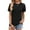 Black, variant on ALLLIST Short Sleeve Women Tops Crew Neck Black Solid Casual Pleated Lace T-Shirts Womens Shirts Under $10