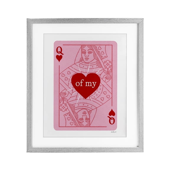 Queen Of My Heart Gray Framed Print Under Glass, design by Amanda Greenwood