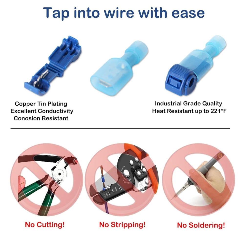 WINDLAND Quick Installation Wire T Tap Connectors Hassle frees Cable Connection set Cable Junctions 200pcs for Homes & Office Use