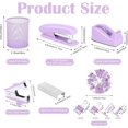 thumbnail image 2 of 13 in 1 Purple Desk Office Supplies Set, Purple Stapler and Tape Dispenser Desk Accessories for Women with Stapler,Tape Dispenser,1000 Staple,Pen Holder,Staple Remover,Clip,Ruler,Scissor,Tab,Tape,Pen, 2 of 7