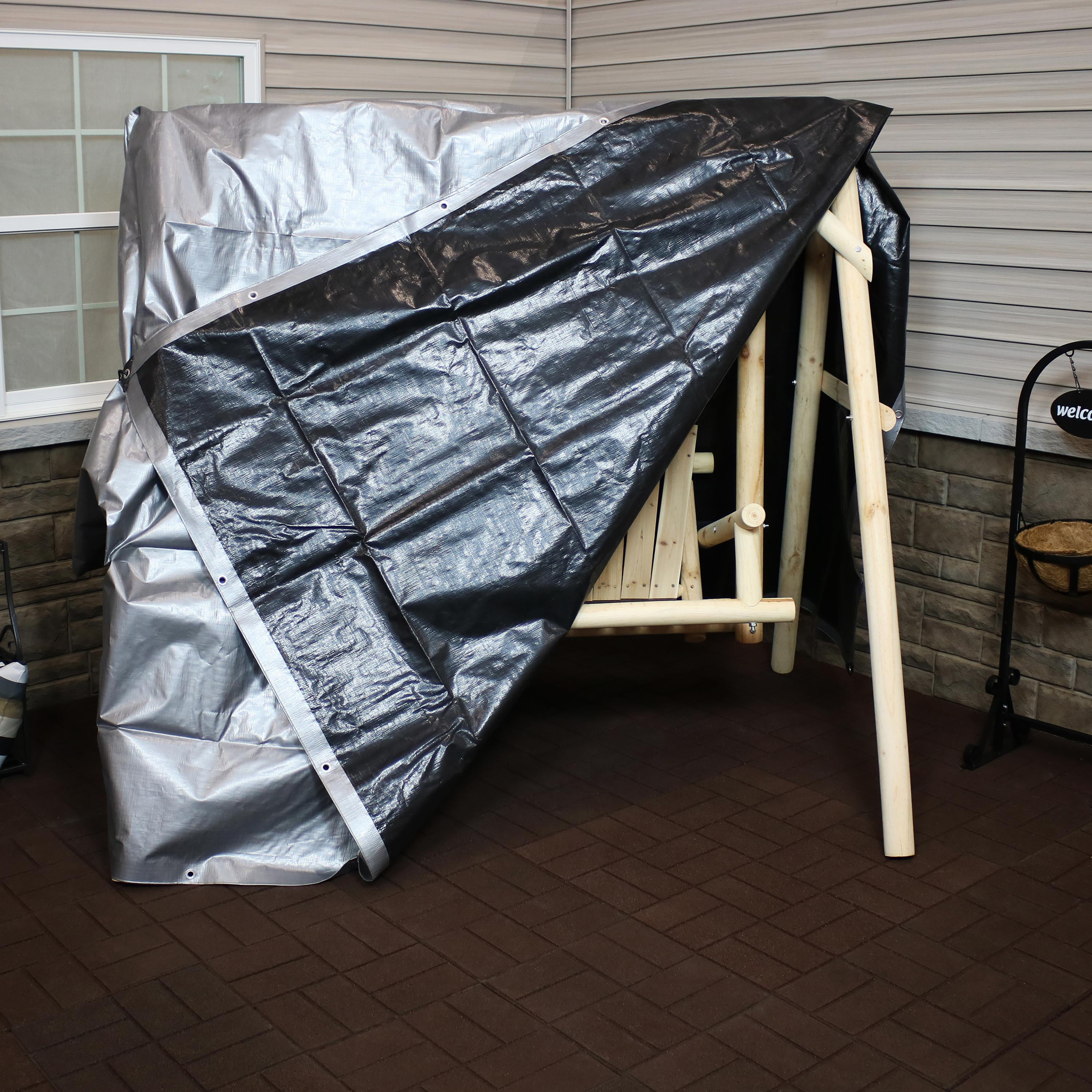Dark Gray Sunnydaze 8x10 Waterproof Tarp Outdoor Reversible Heavy Duty Multi-Purpose