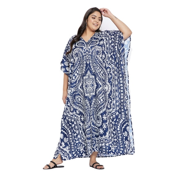 Gypsie Blu Women Long Kaftan Plus Size Casual Ladies Printed Maxi Dress Online