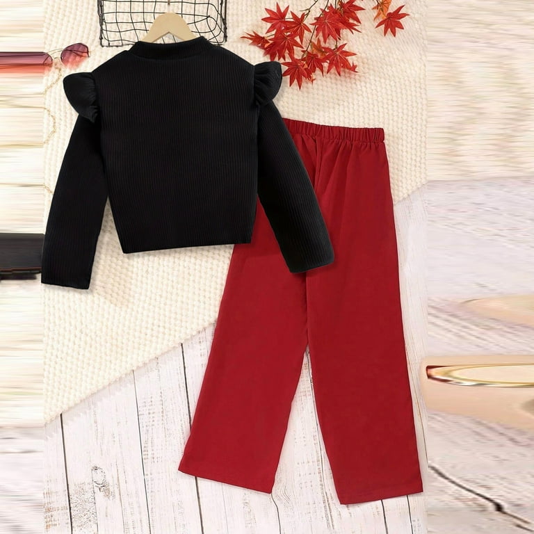 Cute Girls Outfits Girls' 2-Piece Outfits - Long Sleeve Crop Top Hoodies & Flare Sweatpants Sets Size 4-13 Years Tween Girls Crop Top And Flare Pants Outfits