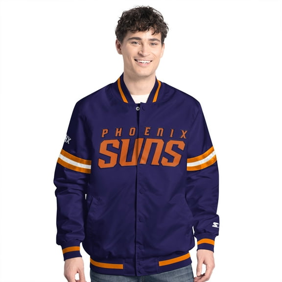 Men's Starter Purple/Orange Phoenix Suns Scout Full Snap Varsity Jacket